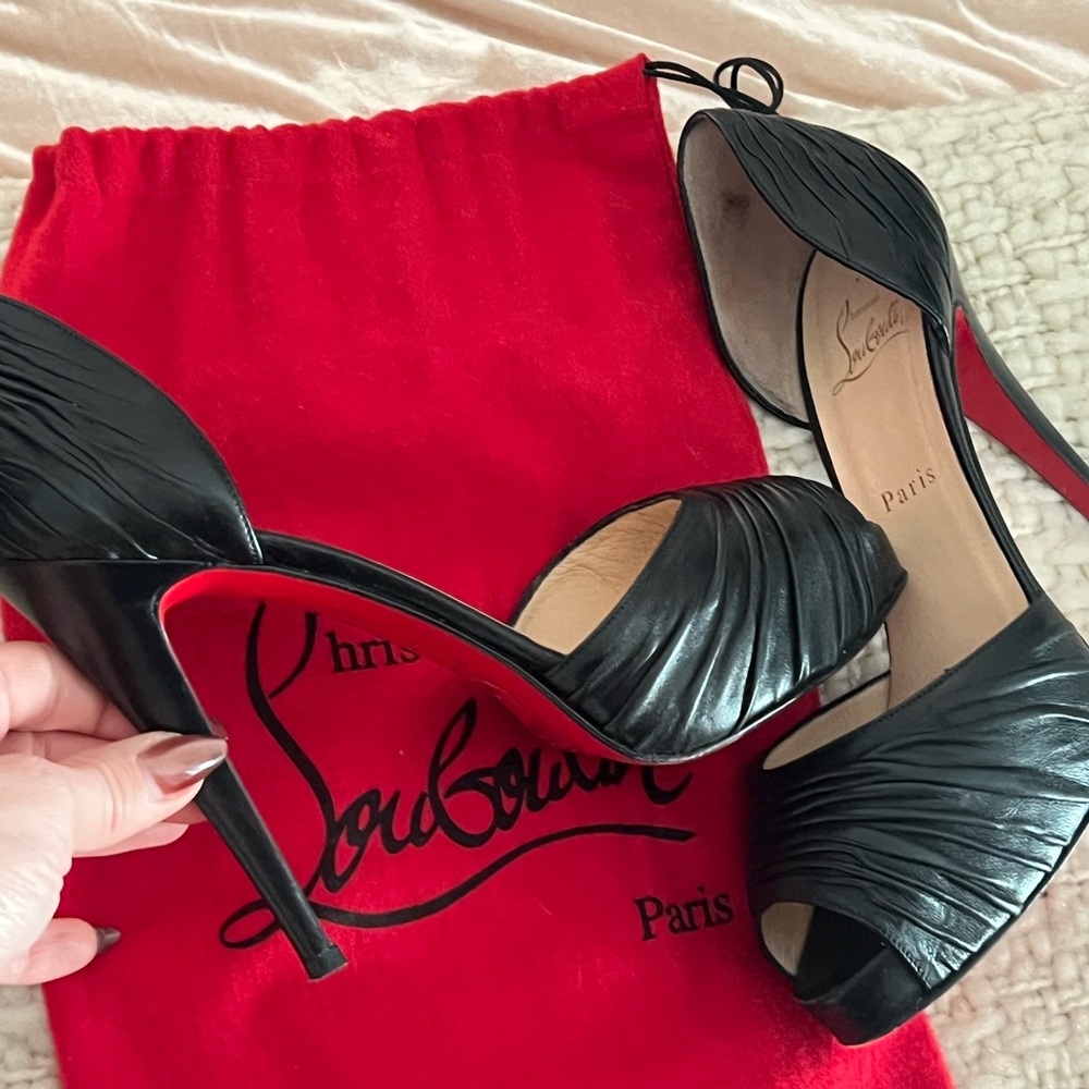 Christian Louboutin Black D'Orsay Peep Toe Heels - Picture 2 of 9